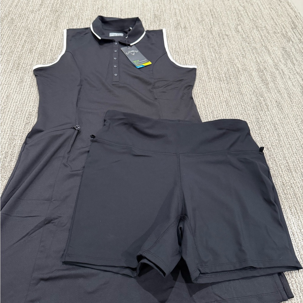 Black Sleeveless Golf Polo Dress